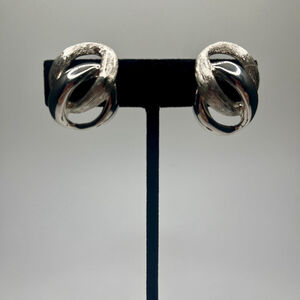 Vintage Napier Silver-Tone Love Knot Clip-On Earrings